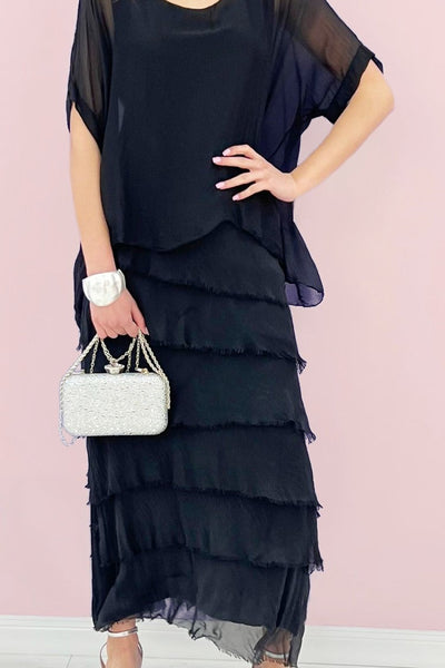 Robe en soie à volants