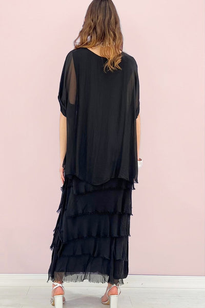 Robe en soie à volants