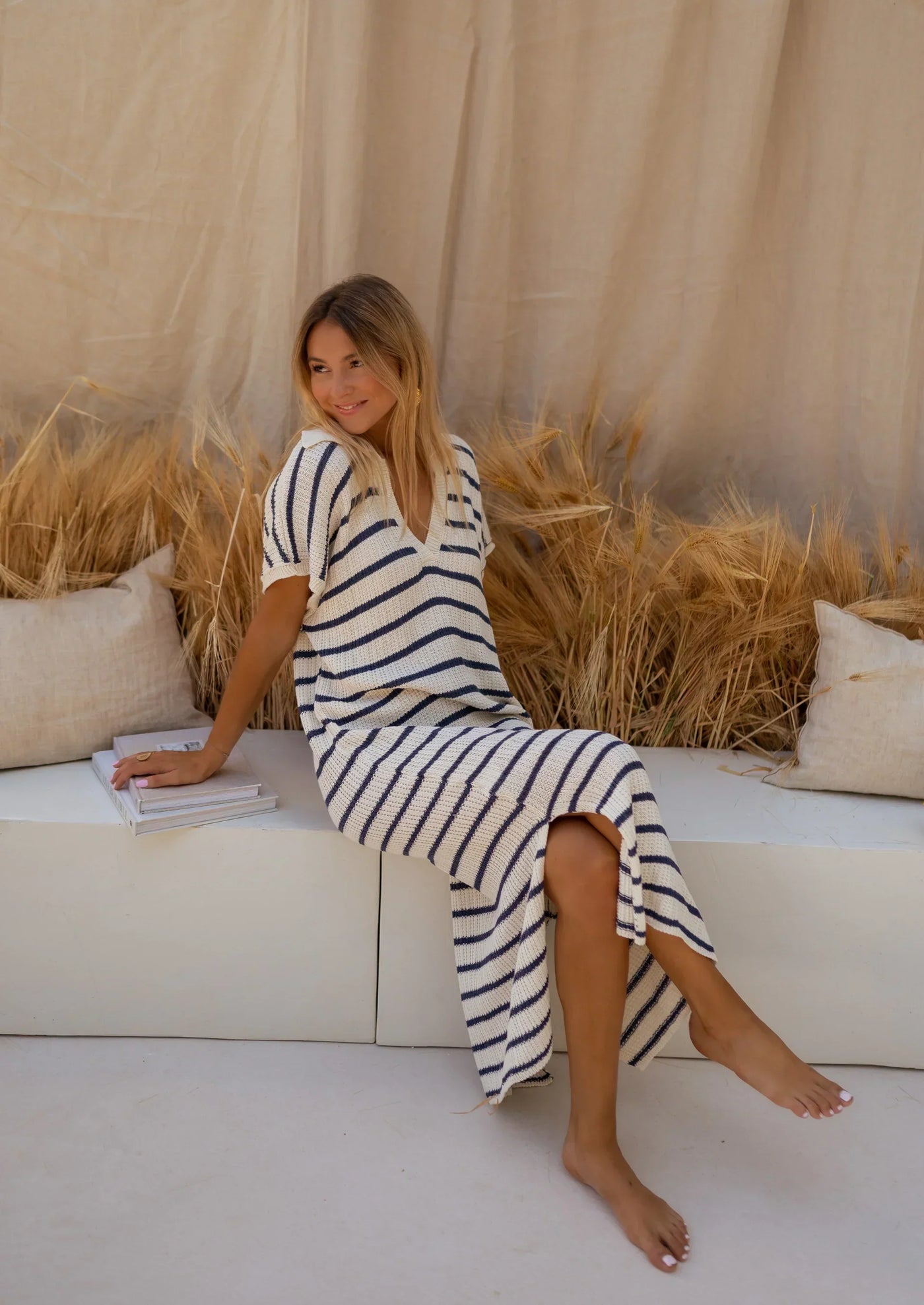 Sophia™ | Robe d'été rayée tricotée