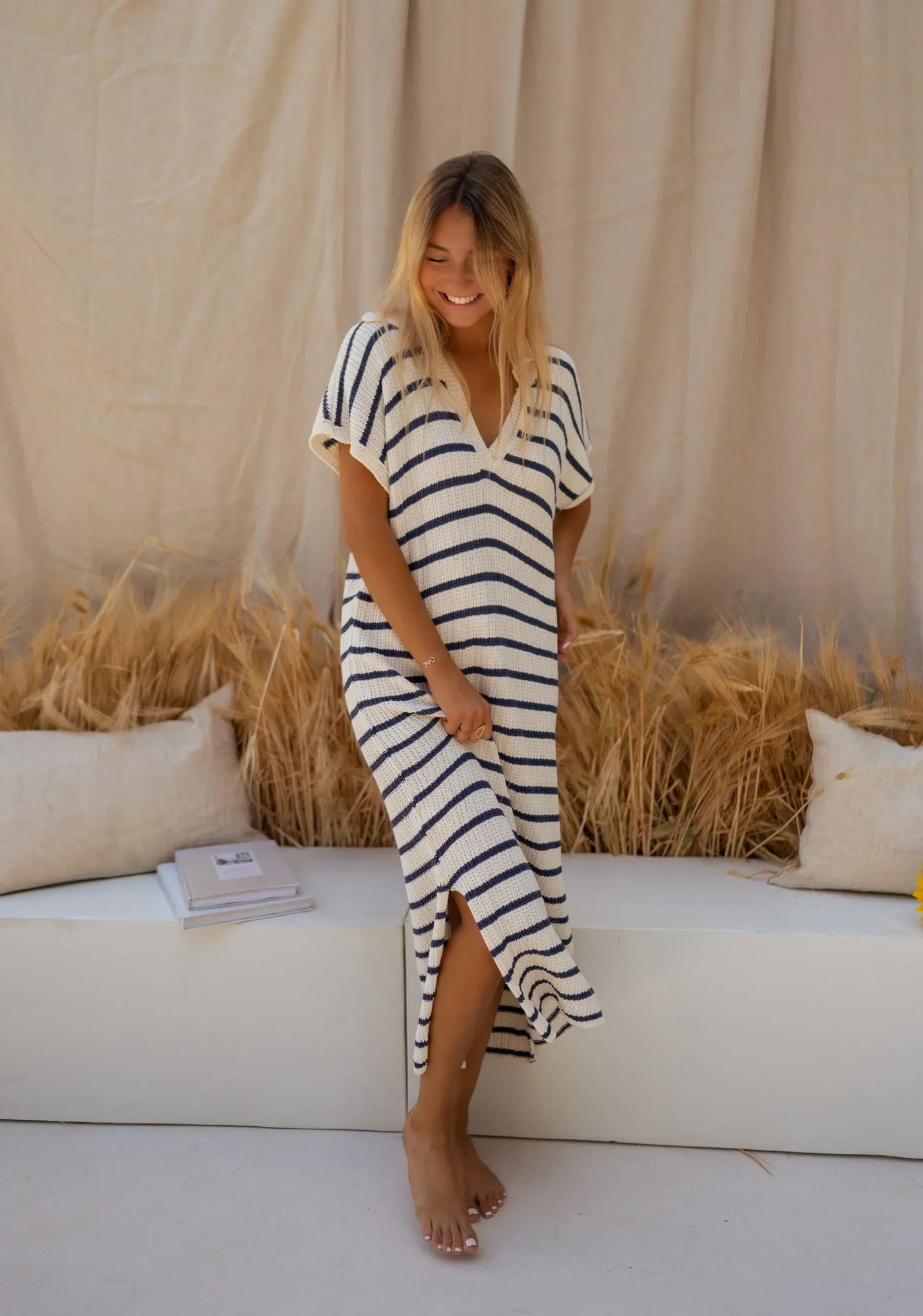 Sophia™ | Robe d'été rayée tricotée