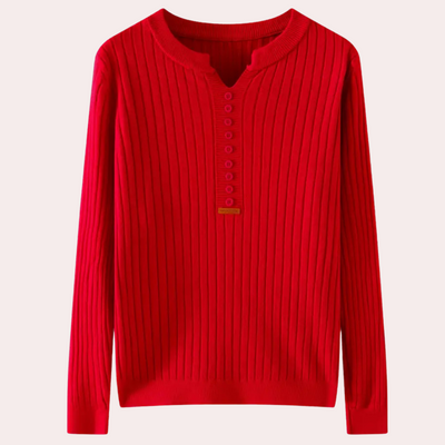 COLLEEN - Pull à Col V avec Détails Boutons pour Femmes