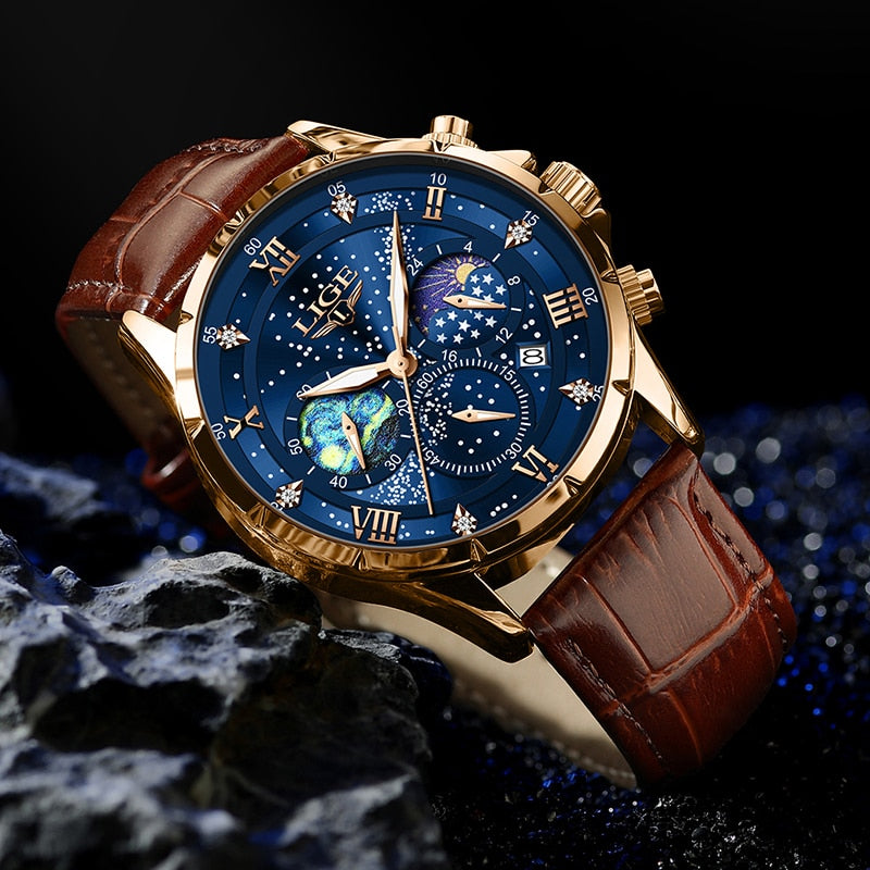 Montre Élégante à Phase de Lune
