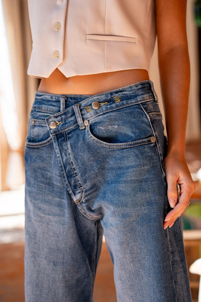 Zoe™ | Jean Loose Fermeture Asymétrique
