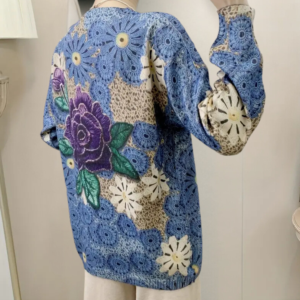 JULIE - Pull Fleuri Décontracté pour Femmes