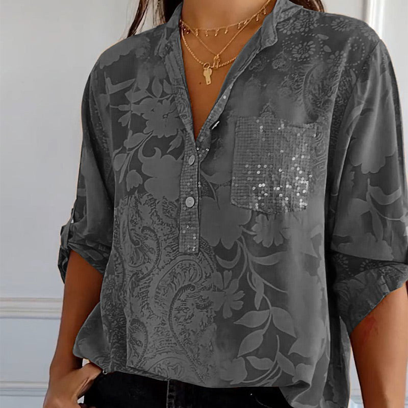 Blouse femme – Coupe décontractée – Tissu respirant – Motif jacquard texturé