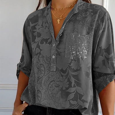 Blouse femme – Coupe décontractée – Tissu respirant – Motif jacquard texturé