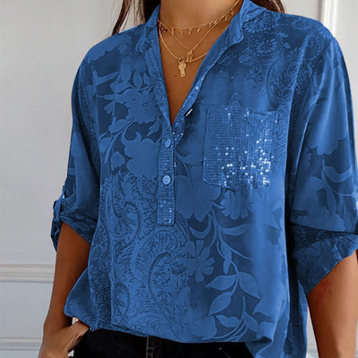Blouse femme – Coupe décontractée – Tissu respirant – Motif jacquard texturé