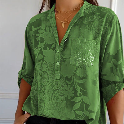 Blouse femme – Coupe décontractée – Tissu respirant – Motif jacquard texturé