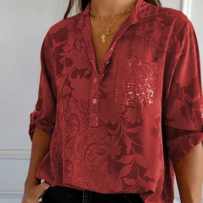 Blouse femme – Coupe décontractée – Tissu respirant – Motif jacquard texturé
