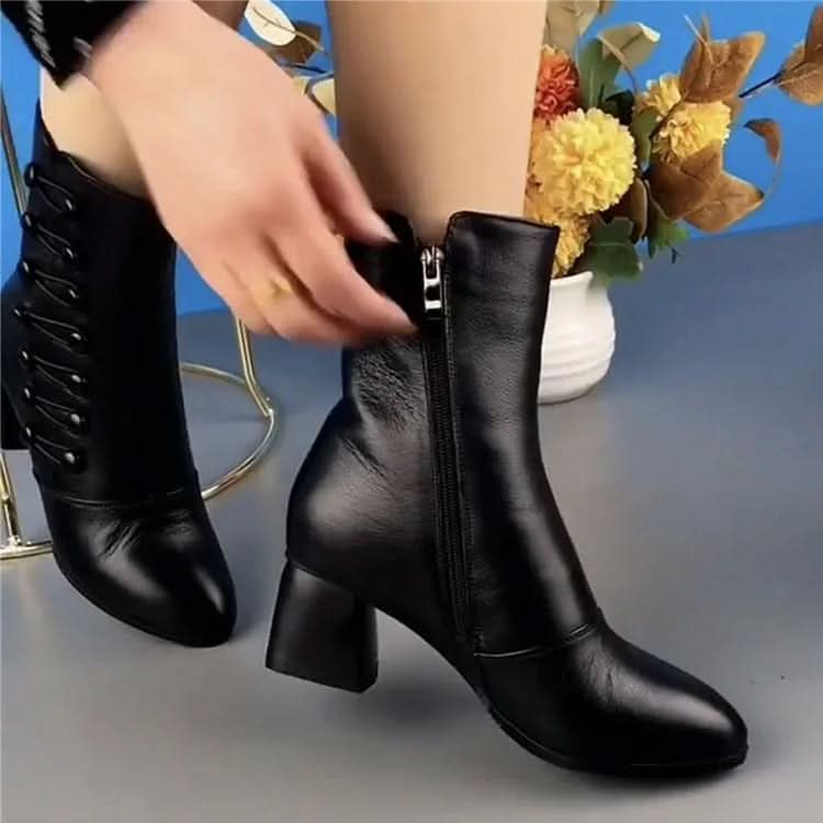 Ines | Bottes en cuir pour femmes avec fermeture éclair sur le côté