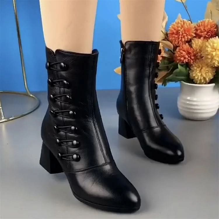 Ines | Bottes en cuir pour femmes avec fermeture éclair sur le côté