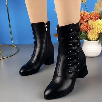 Ines | Bottes en cuir pour femmes avec fermeture éclair sur le côté