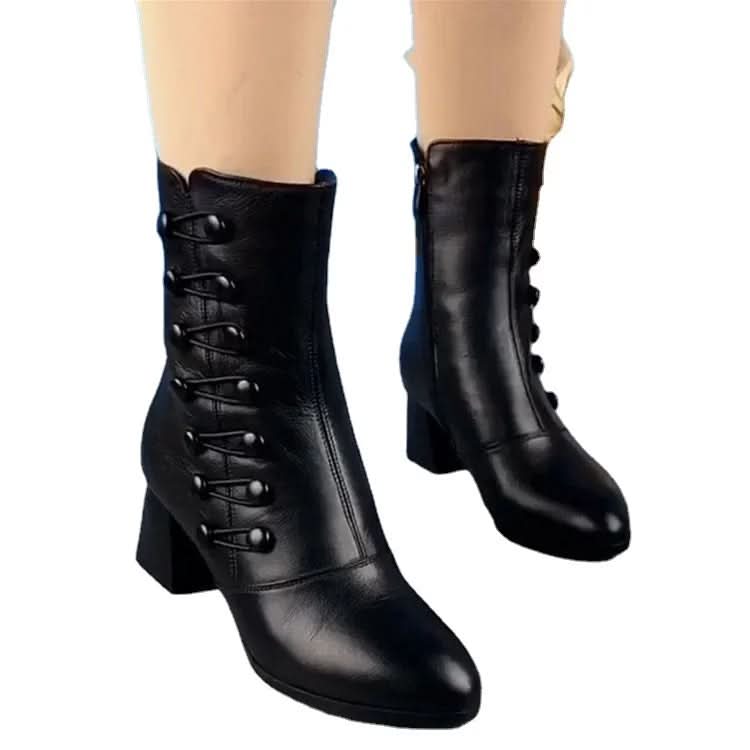 Ines | Bottes en cuir pour femmes avec fermeture éclair sur le côté