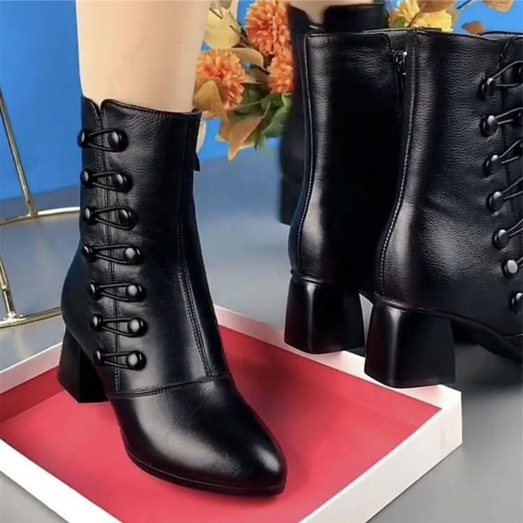Ines | Bottes en cuir pour femmes avec fermeture éclair sur le côté