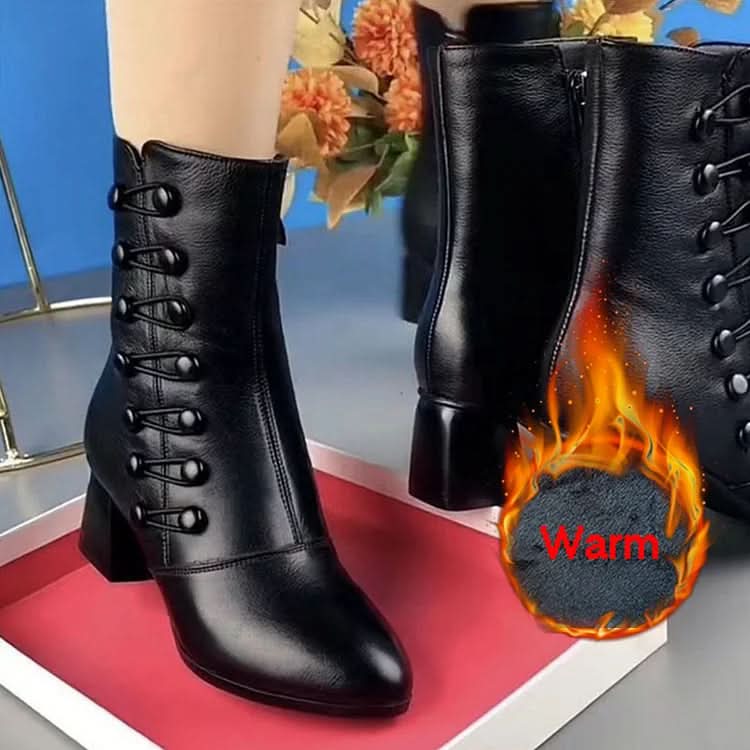 Ines | Bottes en cuir pour femmes avec fermeture éclair sur le côté