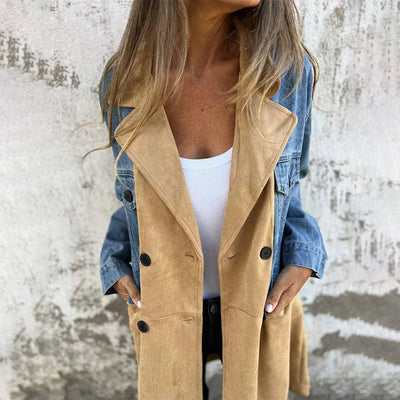 Trench mi-long avec coutures en jean