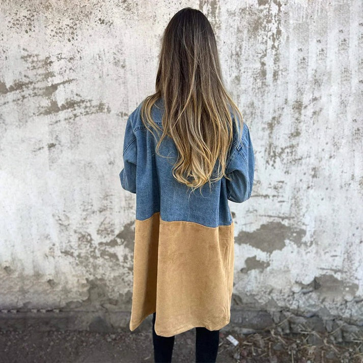 Trench mi-long avec coutures en jean