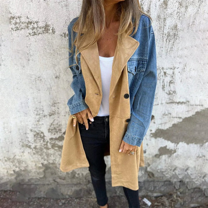 Trench mi-long avec coutures en jean