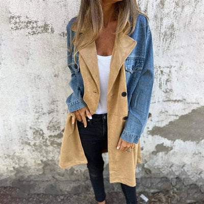 Trench mi-long avec coutures en jean