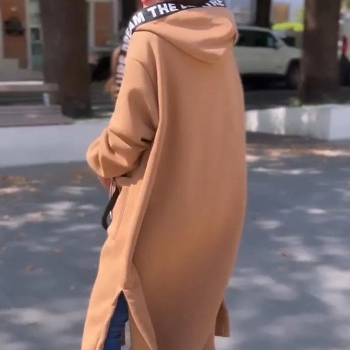 Veste longue à capuche pour femme