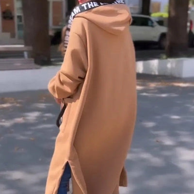 Veste longue à capuche pour femme