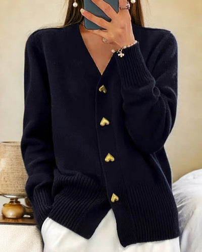 Cardigan Élégant avec Boutons Cœur | Style Romantique | Confort Doux