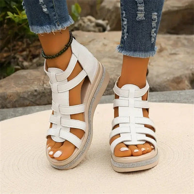 Sandales élégantes à talons compensés en strass pour femmes