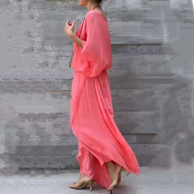 💃 Ensemble 2 pièces en Chiffon : Haut Ample & Pantalon Large Fendu✨