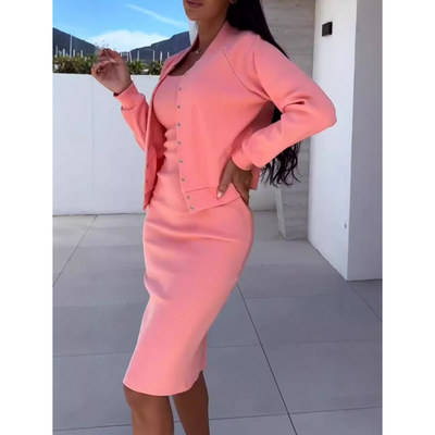 Kim| Ensemble de robe ajustée et veste à bretelles spaghetti