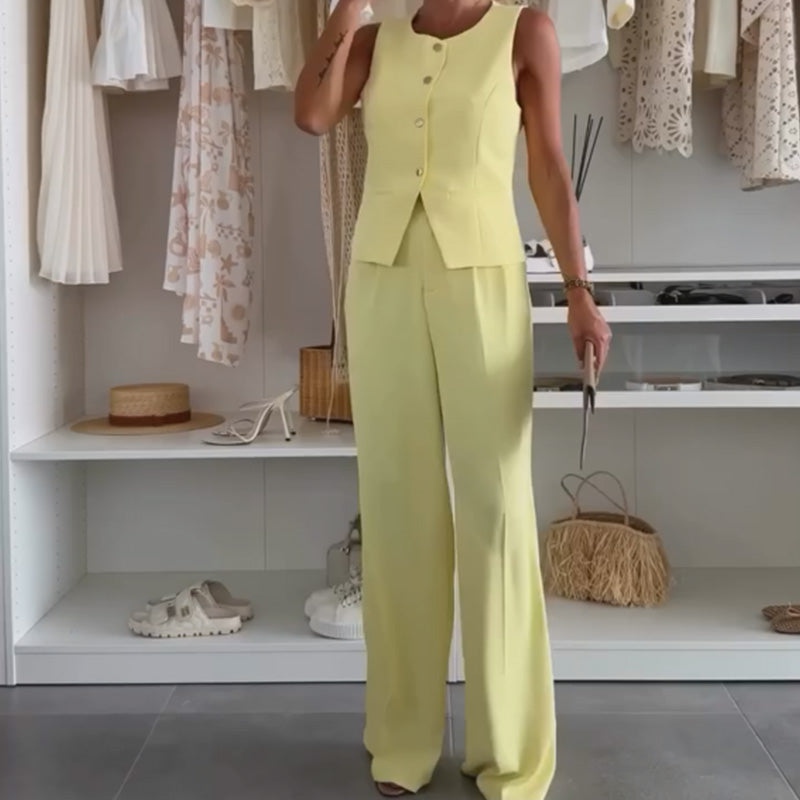🌸 Ensemble débardeur sans manches et pantalon long pour femmes