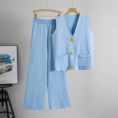 Jacqulien| Haut élégant avec décolleté en V et ensemble de pantalons confortable pour femmes