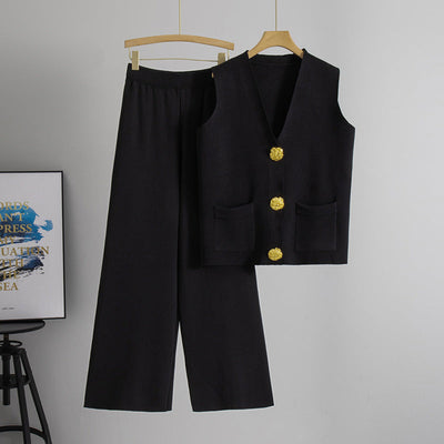 Jacqulien| Haut élégant avec décolleté en V et ensemble de pantalons confortable pour femmes