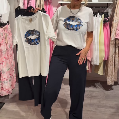 ⏳Offre temporaire⏰Ensemble femme avec imprimé, top et pantalon, 2 pièces