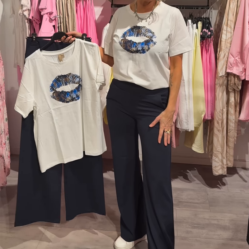 ⏳Offre temporaire⏰Ensemble femme avec imprimé, top et pantalon, 2 pièces