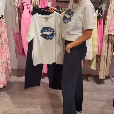 ⏳Offre temporaire⏰Ensemble femme avec imprimé, top et pantalon, 2 pièces