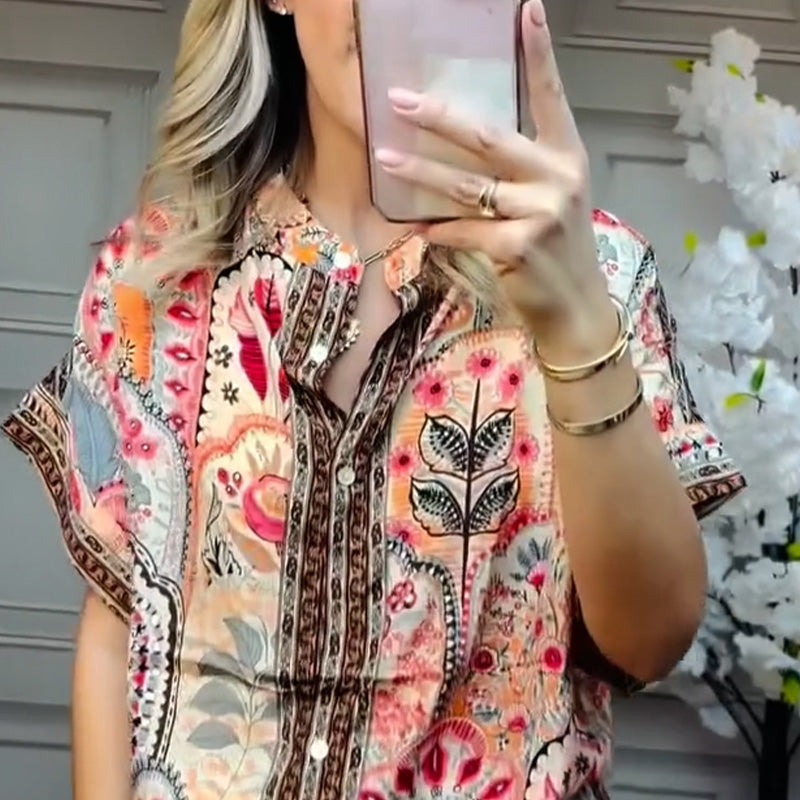 🎉💃 Ensemble à motifs - haut et pantalon large pour femmes