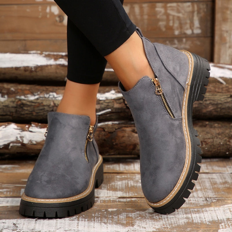 ✨ BEST SELLER🔥Bottines pour femmes à bout rond et fermeture à glissière sur le côté