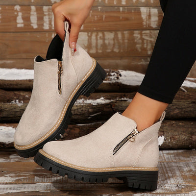 ✨ BEST SELLER🔥Bottines pour femmes à bout rond et fermeture à glissière sur le côté