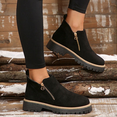 ✨ BEST SELLER🔥Bottines pour femmes à bout rond et fermeture à glissière sur le côté