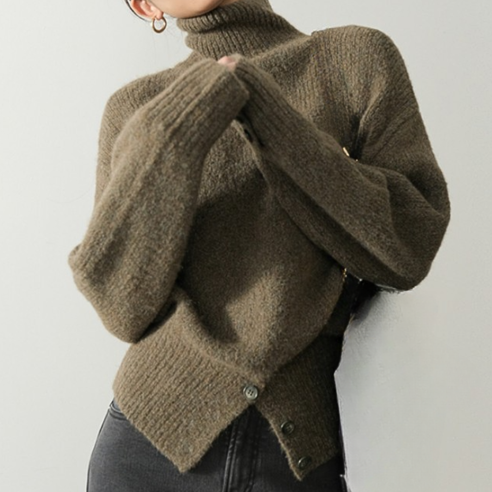 ELMA - Pull Décontracté à Col Roulé pour Femmes