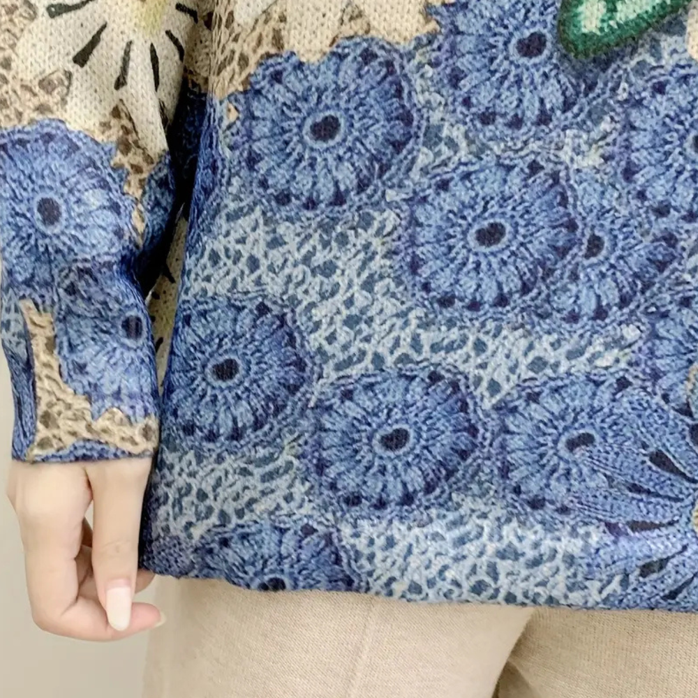 JULIE - Pull Fleuri Décontracté pour Femmes