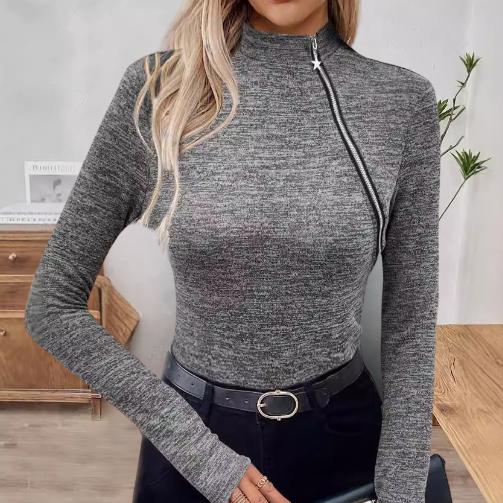 MICAELA - Pull-over à Zip Oblique Moderne pour Femmes