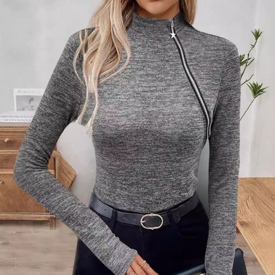 MICAELA - Pull-over à Zip Oblique Moderne pour Femmes