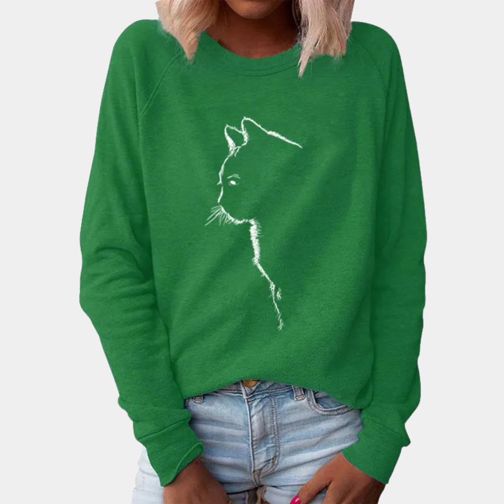 ADRIA - Pull décontracté pour femmes avec un adorable motif de chat