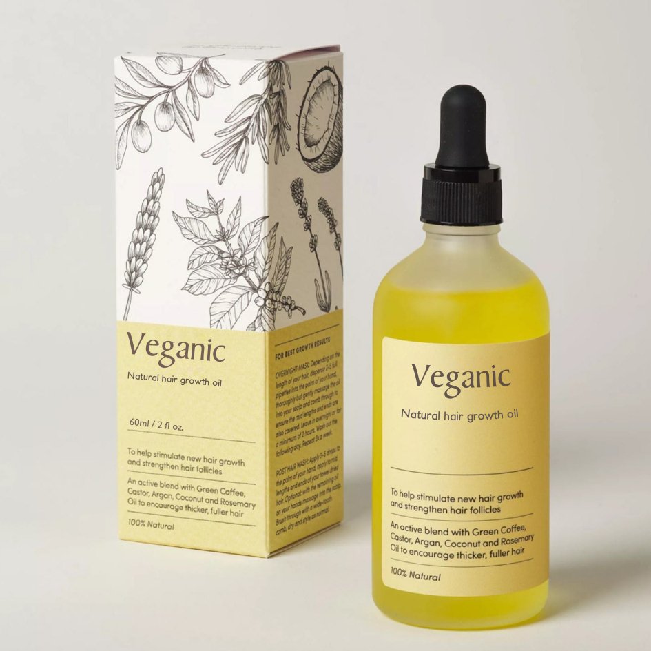 Huile de croissance capillaire végane | Sérum 100 % naturel | Ricin | Argan | Noix de coco