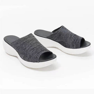 Sandales femme à enfiler – Tricot doux – Semelle plateforme – Bout ouvert