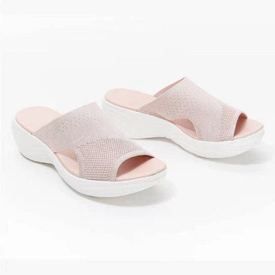 Sandales femme à enfiler – Tricot doux – Semelle plateforme – Bout ouvert