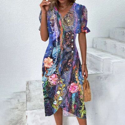 Robe d'été pour femmes à motifs multicolores