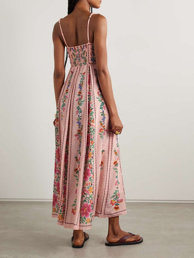 Robe longue en voile de coton mélangé à imprimé floral