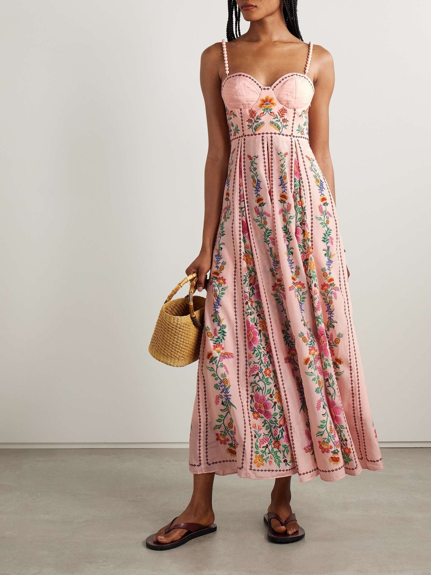 Robe longue en voile de coton mélangé à imprimé floral